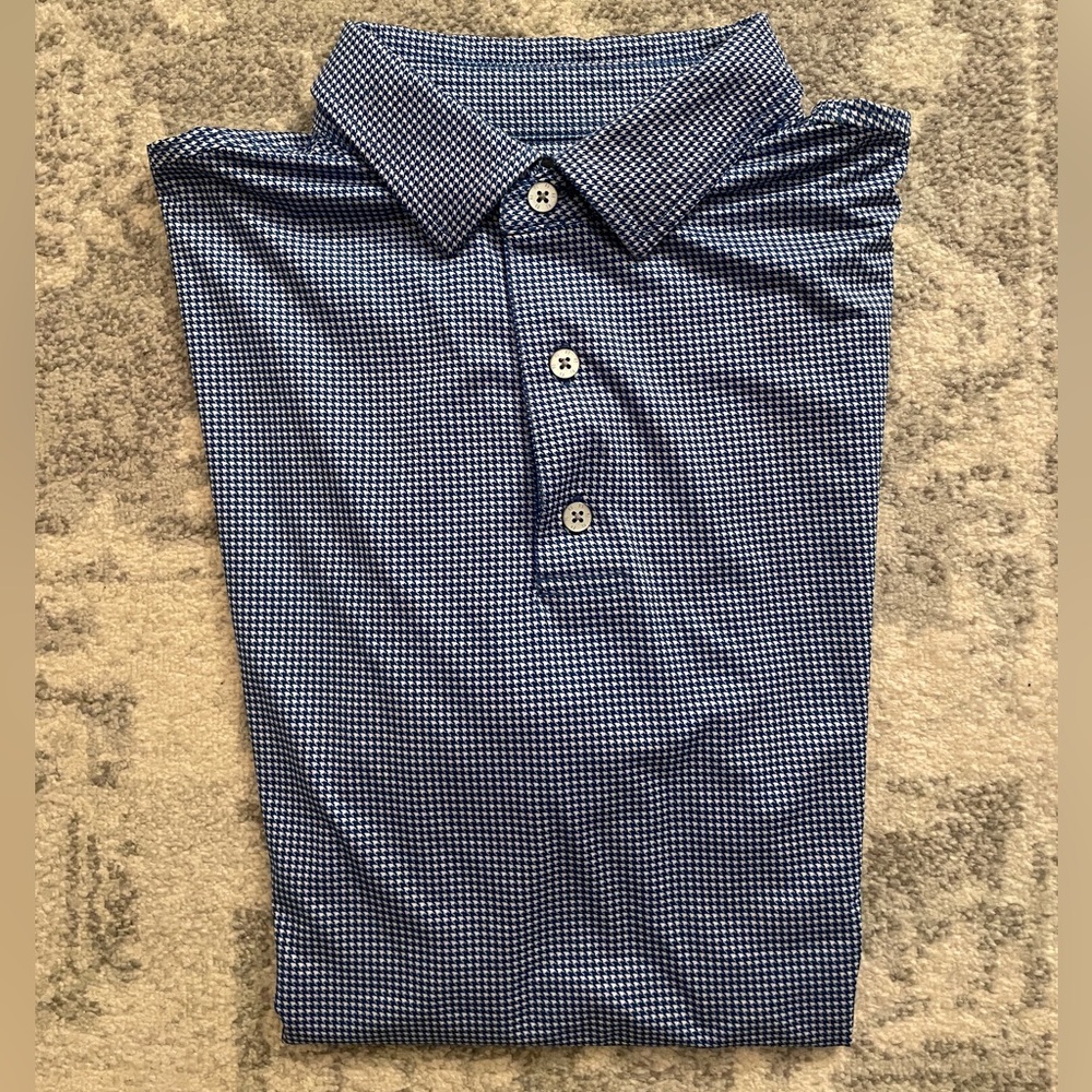 FootJoy Men’s Large Blue Houndstooth Plaid Performance Golf